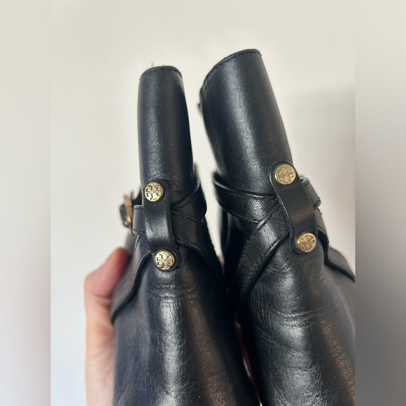 Tory Burch "Dorese" Leather High Heel Ankle Bootie Boots Black SZ 5-1/2 - Picture 3 of 8